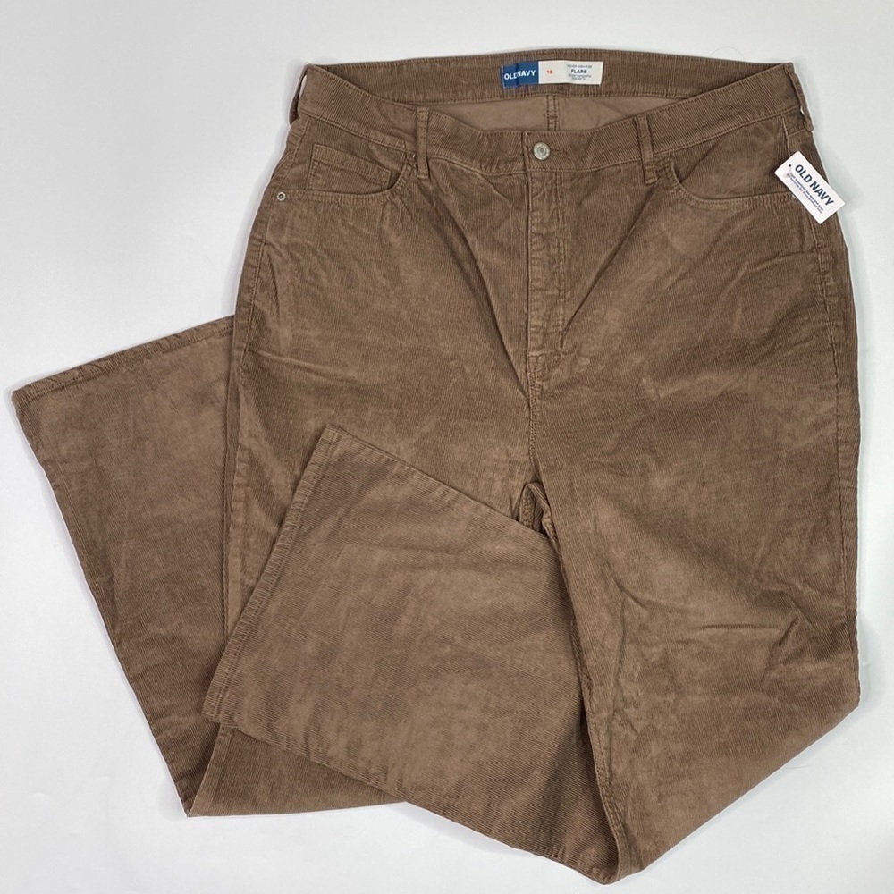 Old Navy Higher High Rise Flare Brown Corduroy Pants Size 18 NWT